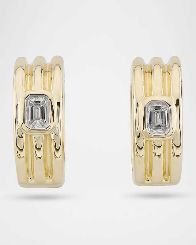 Trio Ridge Diamond Huggie Earrings